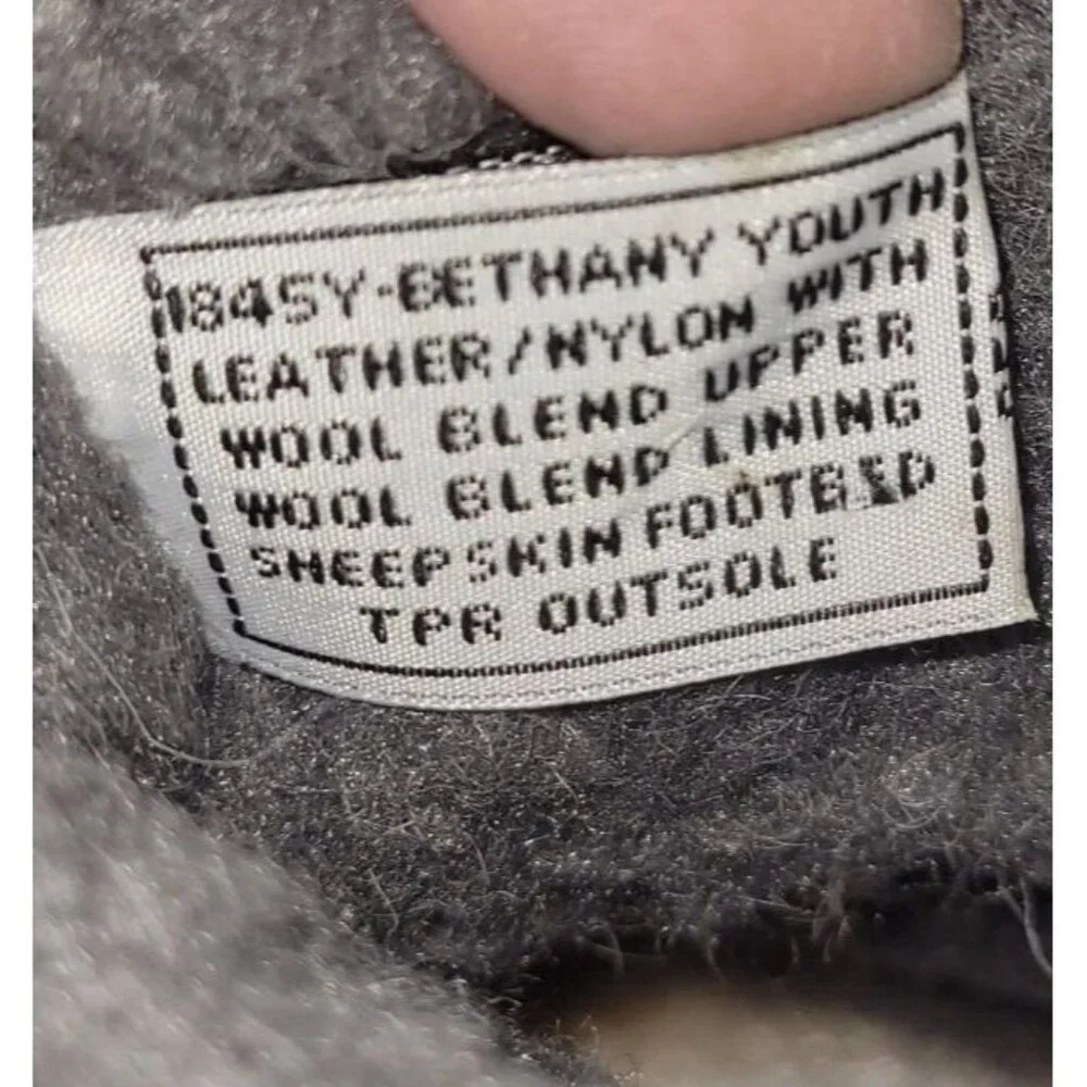 Bearpaw Boot Youth Size 1 Black Bethany Waterproof Leather Wool Blend Lining New